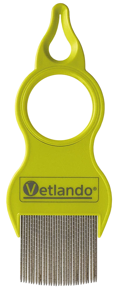 Vetlando Flohkamm mit Lupe und Zeckenentferner – Vorderseite