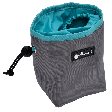 Petlando Miami Snackbag Schiefer – Leckerlibeutel mit türkisem Innenfutter