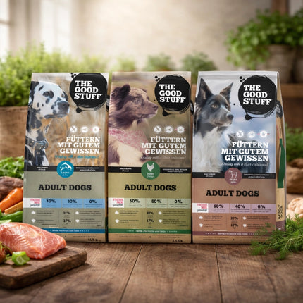 Trockenfutter Bundle – Lachs 12,5 kg + Huhn 2,5 kg + Pferd 0,5 kg