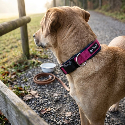 MAGNETECH Halsband für Hunde in Fuchsia/Navy – weich gepolstert mit Mesh