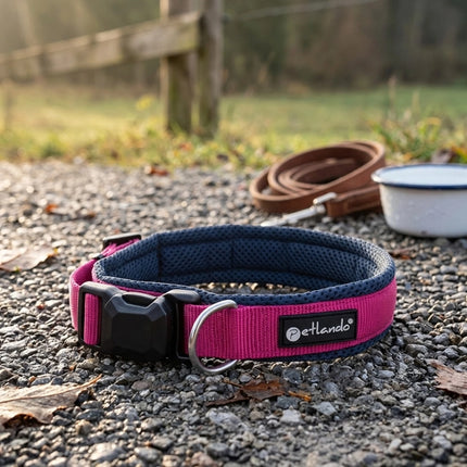 MAGNETECH Hundehalsband Fuchsia/Navy – Mesh-Polsterung und Magnetverschluss