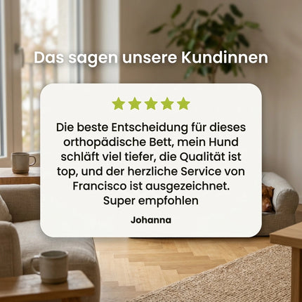 Kundenbewertung zum orthopädischen Hundebett ALABAMA Ortho